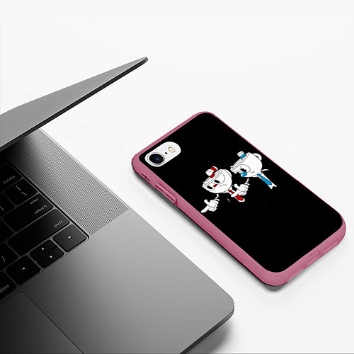 Чехол iPhone 7/8 матовый CUPHEAD PULP FICTION / 3D-Малиновый – фото 3