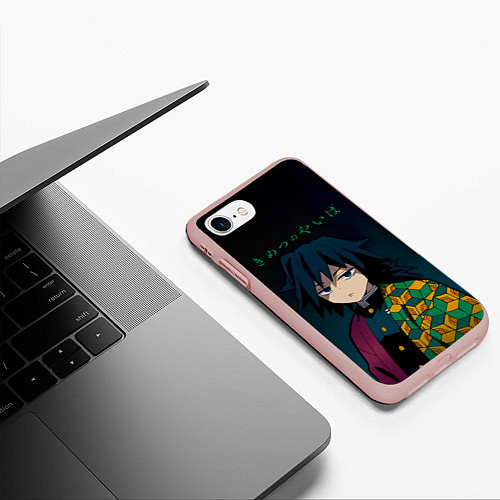 Чехол iPhone 7/8 матовый Гию Томиока Kimetsu no Yaiba / 3D-Светло-розовый – фото 3