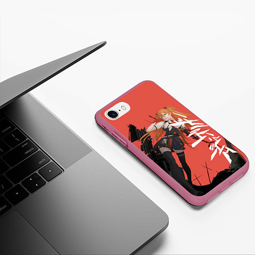 Чехол iPhone 7/8 матовый Evangelion Asuka Langley / 3D-Малиновый – фото 3