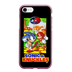 Чехол iPhone 7/8 матовый Sonic&Knuckles, цвет: 3D-малиновый