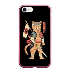 Чехол iPhone 7/8 матовый Shogun Cat, цвет: 3D-малиновый