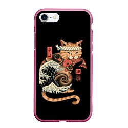 Чехол iPhone 7/8 матовый Cat Wave, цвет: 3D-малиновый