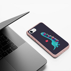 Чехол iPhone 7/8 матовый Book Dinosaur, цвет: 3D-светло-розовый — фото 2