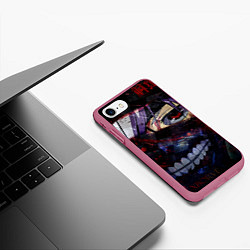 Чехол iPhone 7/8 матовый Свирепый гуль в маске, цвет: 3D-малиновый — фото 2