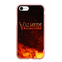 Чехол iPhone 7/8 матовый Valheim огненный лого, цвет: 3D-светло-розовый