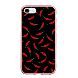 Чехол iPhone 7/8 матовый Chili peppers, цвет: 3D-светло-розовый