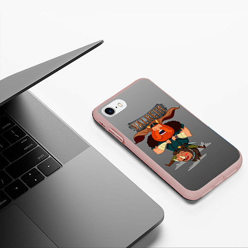 Чехол iPhone 7/8 матовый Valheim викинг на свине / 3D-Светло-розовый – фото 3