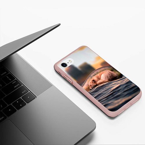 Чехол iPhone 7/8 матовый Лисенок в бутылке / 3D-Светло-розовый – фото 3