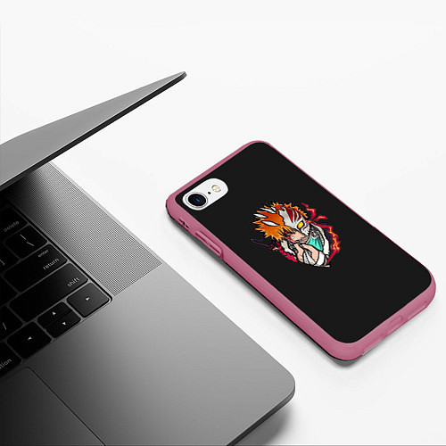 Чехол iPhone 7/8 матовый Ичиго Маска от ковида / 3D-Малиновый – фото 3