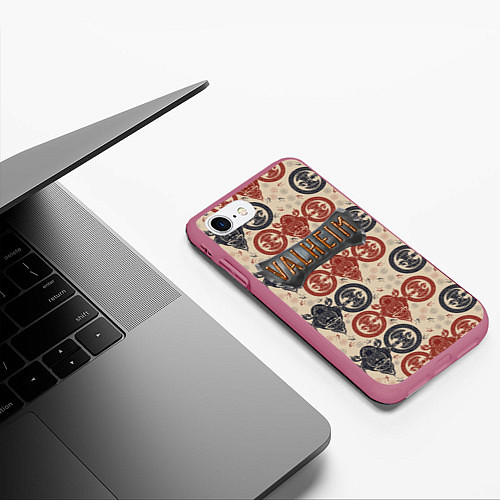 Чехол iPhone 7/8 матовый Valheim символы викингов / 3D-Малиновый – фото 3