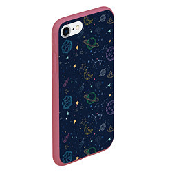 Чехол iPhone 7/8 матовый Созвездия, цвет: 3D-малиновый — фото 2