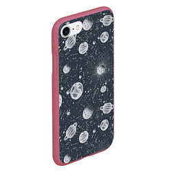 Чехол iPhone 7/8 матовый Звезды, планеты и созвездия, цвет: 3D-малиновый — фото 2