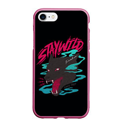 Чехол iPhone 7/8 матовый Волк StayWild, цвет: 3D-малиновый