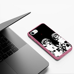 Чехол iPhone 7/8 матовый Коты Космонавты, цвет: 3D-малиновый — фото 2