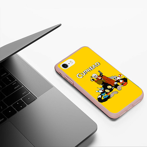 Чехол iPhone 7/8 матовый Cuphead x DMC / 3D-Светло-розовый – фото 3