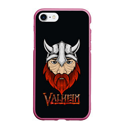 Чехол iPhone 7/8 матовый Valheim викинг, цвет: 3D-малиновый