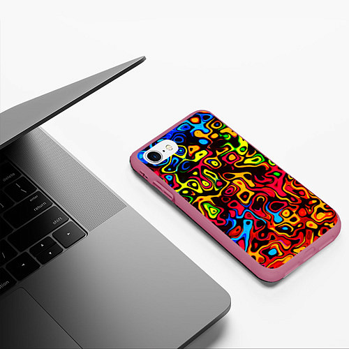 Чехол iPhone 7/8 матовый LIQUID / 3D-Малиновый – фото 3