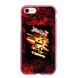 Чехол iPhone 7/8 матовый JUDAS PRIEST rock, цвет: 3D-малиновый