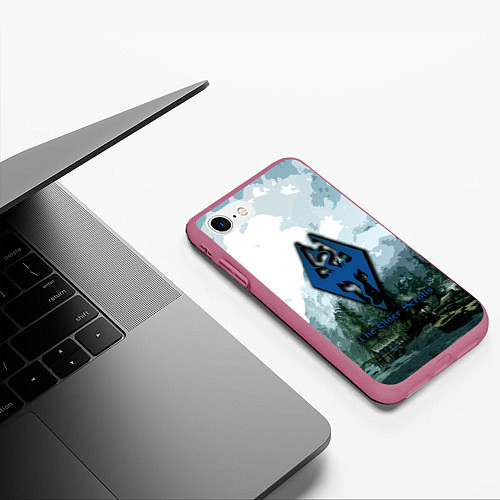 Чехол iPhone 7/8 матовый The Elder Scrolls Довакин / 3D-Малиновый – фото 3