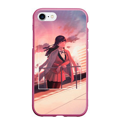 Чехол iPhone 7/8 матовый Kakegurui Yumeko Jabami art, цвет: 3D-малиновый