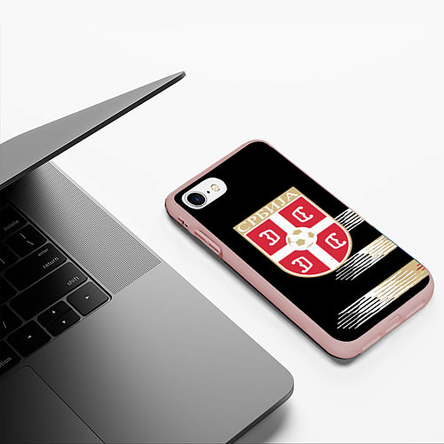 Чехол iPhone 7/8 матовый Сборная Сербии / 3D-Светло-розовый – фото 3