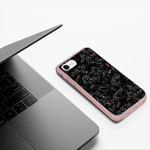Чехол iPhone 7/8 матовый Волки Wolwes / 3D-Светло-розовый – фото 3