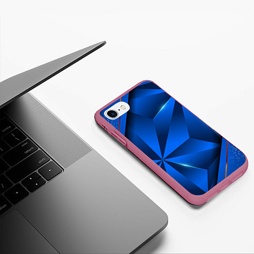 Чехол iPhone 7/8 матовый 3D абстрактные фигуры BLUE / 3D-Малиновый – фото 3