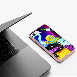 Чехол iPhone 7/8 матовый GEOMETRY DASH ГЕОМЕТРИ ДАШ, цвет: 3D-светло-розовый — фото 2