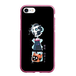 Чехол iPhone 7/8 матовый Любовь, Смерть и Роботы, цвет: 3D-малиновый