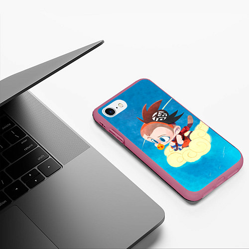 Чехол iPhone 7/8 матовый Baby Goku / 3D-Малиновый – фото 3