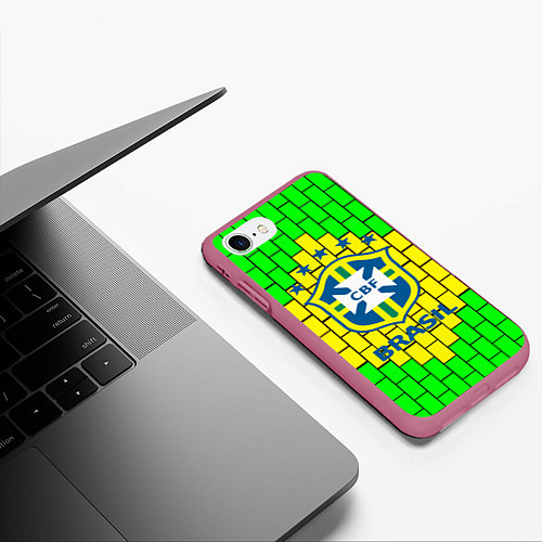 Чехол iPhone 7/8 матовый Сборная Бразилии / 3D-Малиновый – фото 3