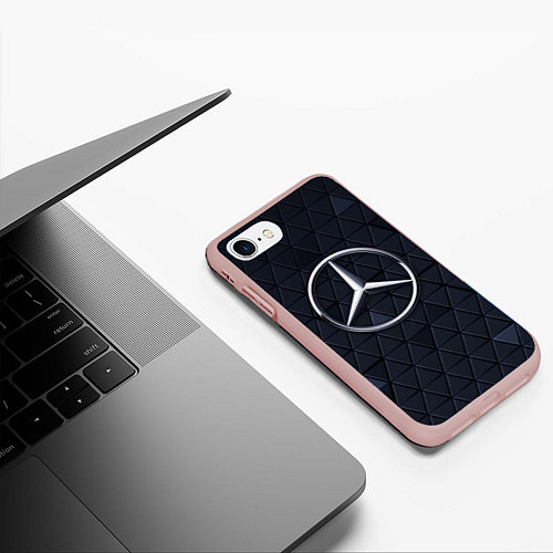 Чехол iPhone 7/8 матовый MERCEDES BENZ 3D Geometry 3Д / 3D-Светло-розовый – фото 3