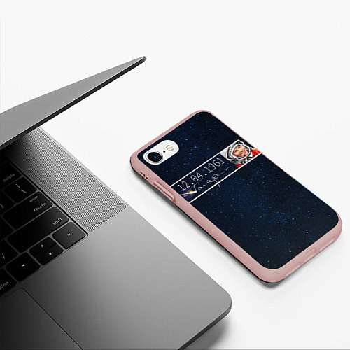 Чехол iPhone 7/8 матовый Гагарин автограф / 3D-Светло-розовый – фото 3