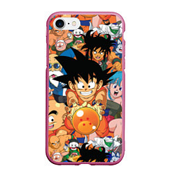 Чехол iPhone 7/8 матовый Dragon Ball главные герои, цвет: 3D-малиновый