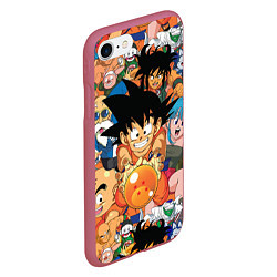 Чехол iPhone 7/8 матовый Dragon Ball главные герои, цвет: 3D-малиновый — фото 2