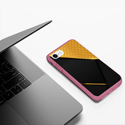 Чехол iPhone 7/8 матовый 3D BLACK & GOLD, цвет: 3D-малиновый — фото 2