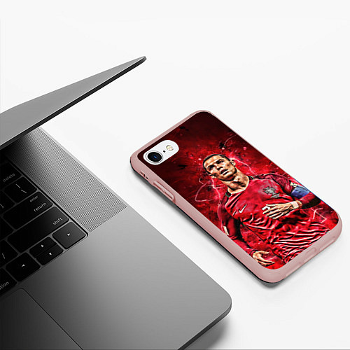 Чехол iPhone 7/8 матовый Cristiano Ronaldo Portugal / 3D-Светло-розовый – фото 3