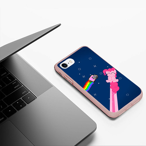 Чехол iPhone 7/8 матовый Nyan cat x Pony / 3D-Светло-розовый – фото 3