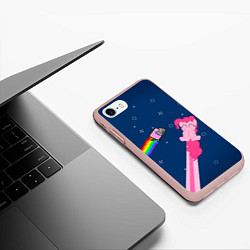 Чехол iPhone 7/8 матовый Nyan cat x Pony, цвет: 3D-светло-розовый — фото 2
