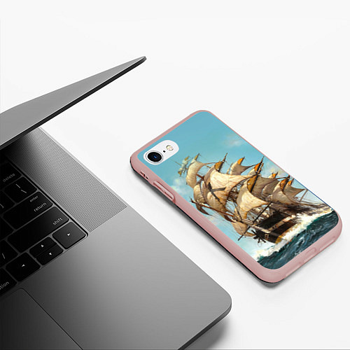 Чехол iPhone 7/8 матовый Парусник / 3D-Светло-розовый – фото 3