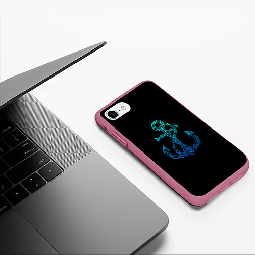 Чехол iPhone 7/8 матовый Navy Anchor / 3D-Малиновый – фото 3