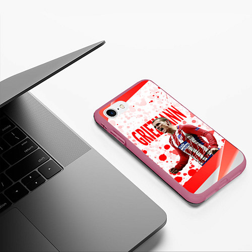 Чехол iPhone 7/8 матовый Антуан Гризманн Antoine Griezmann спина Z / 3D-Малиновый – фото 3