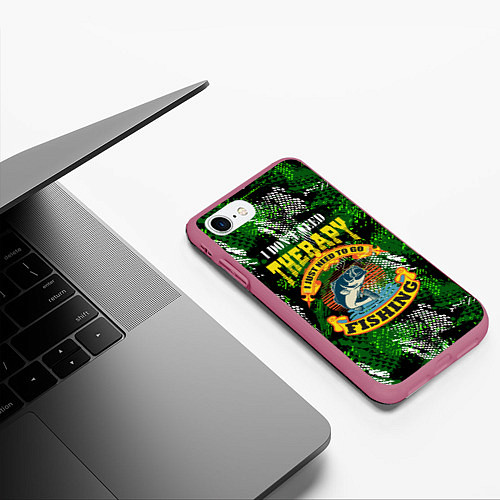 Чехол iPhone 7/8 матовый Трофейная рыбалка на карпа / 3D-Малиновый – фото 3