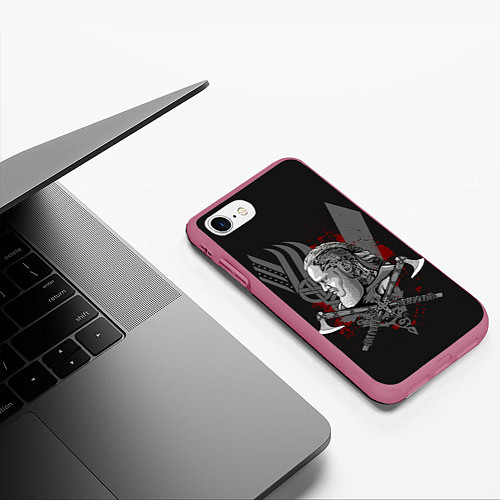 Чехол iPhone 7/8 матовый Vikings Art / 3D-Малиновый – фото 3