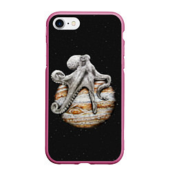 Чехол iPhone 7/8 матовый Planetary Octopus, цвет: 3D-малиновый