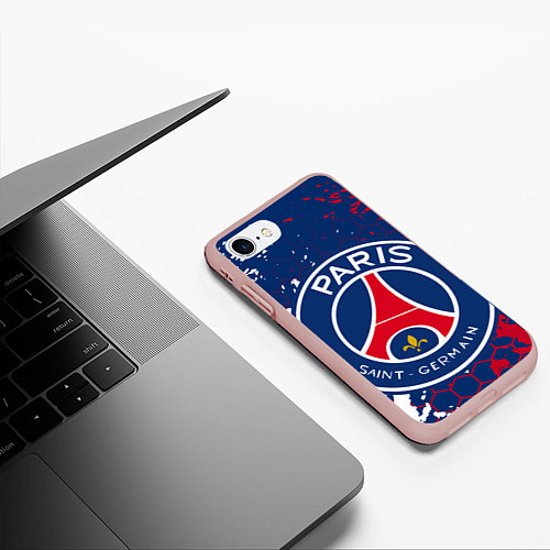 Чехол iPhone 7/8 матовый ФК ПСЖ FC PSG PARIS SG / 3D-Светло-розовый – фото 3
