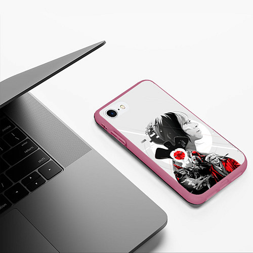 Чехол iPhone 7/8 матовый Призрак в доспехах Фильм / 3D-Малиновый – фото 3