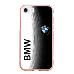 Чехол iPhone 7/8 матовый Black and White BMW, цвет: 3D-светло-розовый