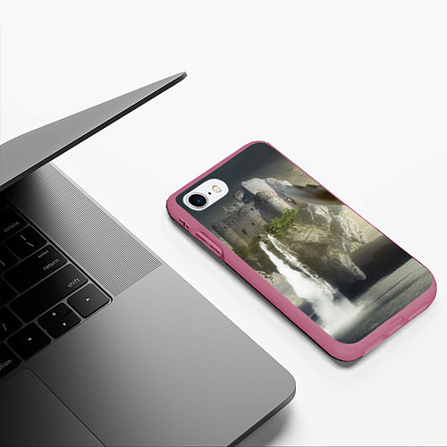 Чехол iPhone 7/8 матовый Парящий замак / 3D-Малиновый – фото 3