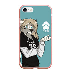 Чехол iPhone 7/8 матовый Furry wolf, цвет: 3D-светло-розовый